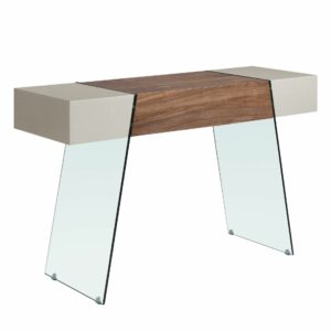 Consola rectangular madera gris, nogal y cristal templado Consola rectangular madera gris, nogal y cristal templado