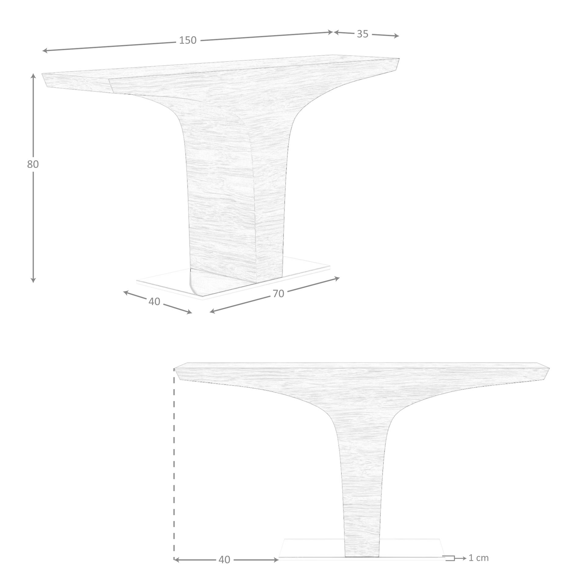 Consola rectangular nogal y base acero cromado Consola rectangular nogal y base acero cromado