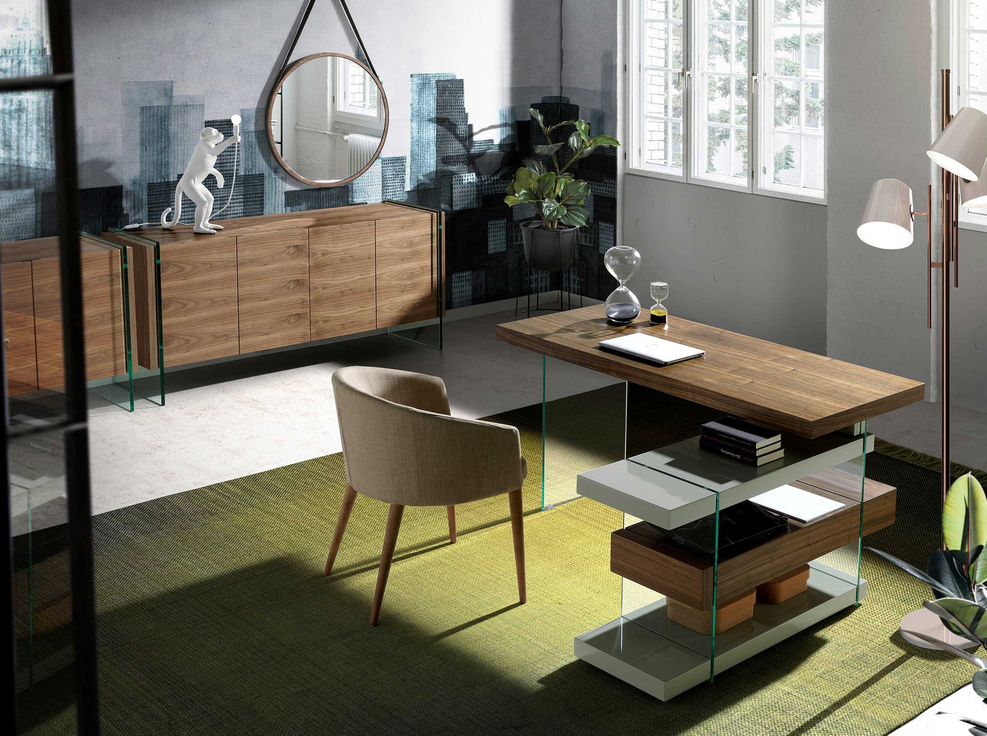 Espejo pared redondo nogal Espejo pared redondo nogal