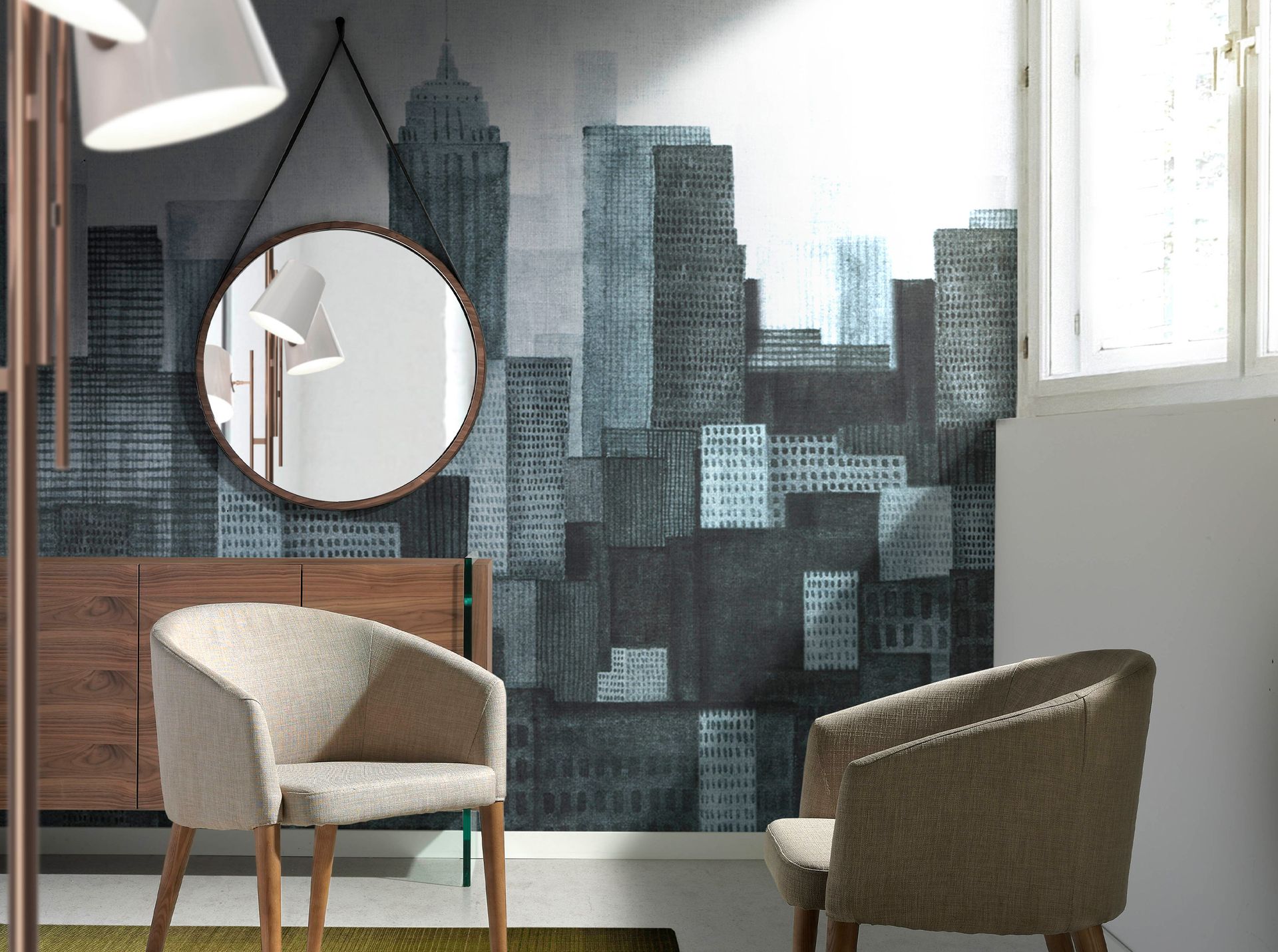 Espejo pared redondo nogal Espejo pared redondo nogal