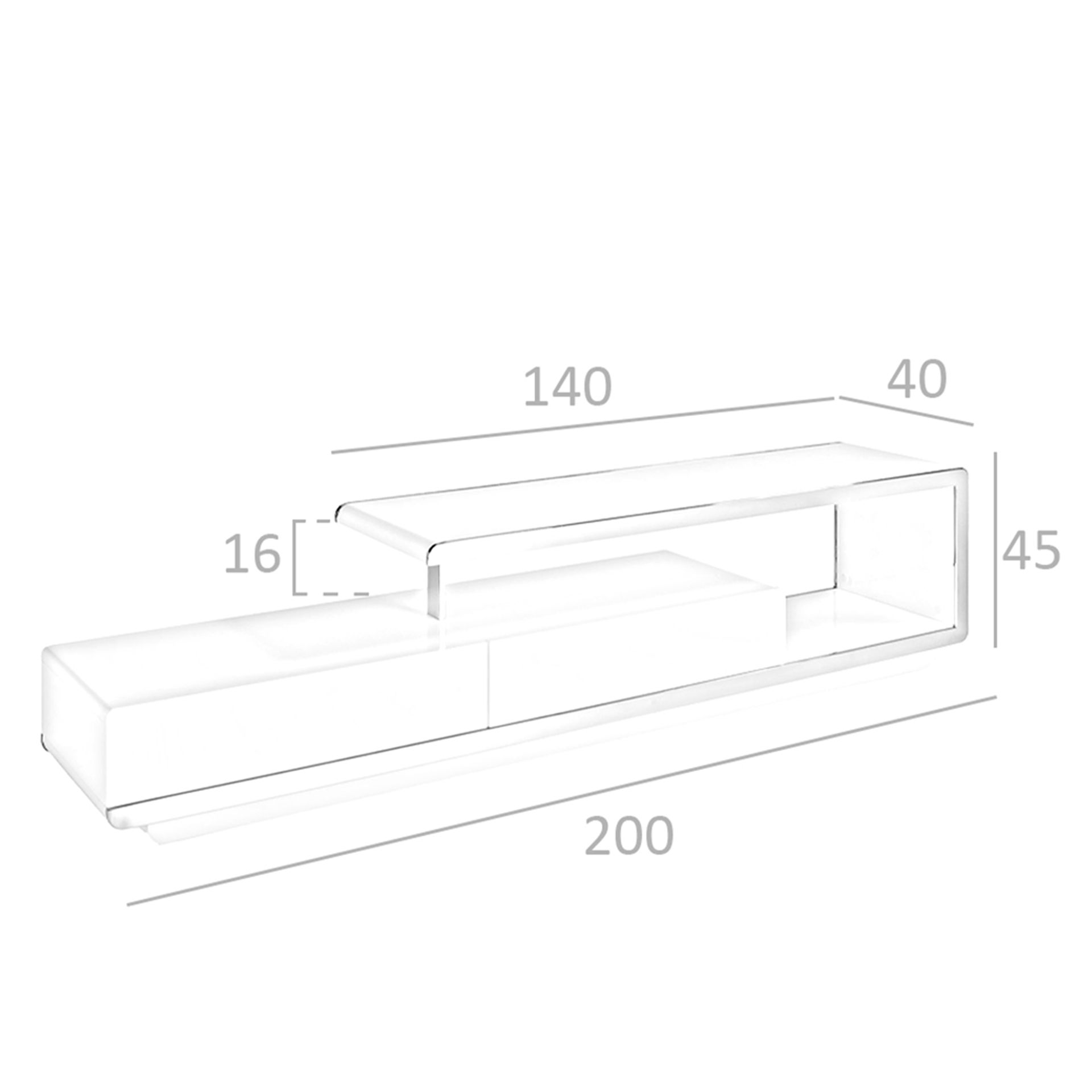 Mueble TV madera blanco y base acero cromado Mueble TV madera blanco y base acero cromado