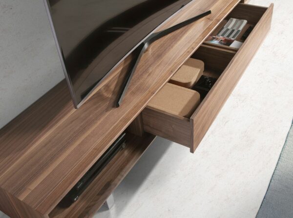 Mueble TV nogal y acero cromado
