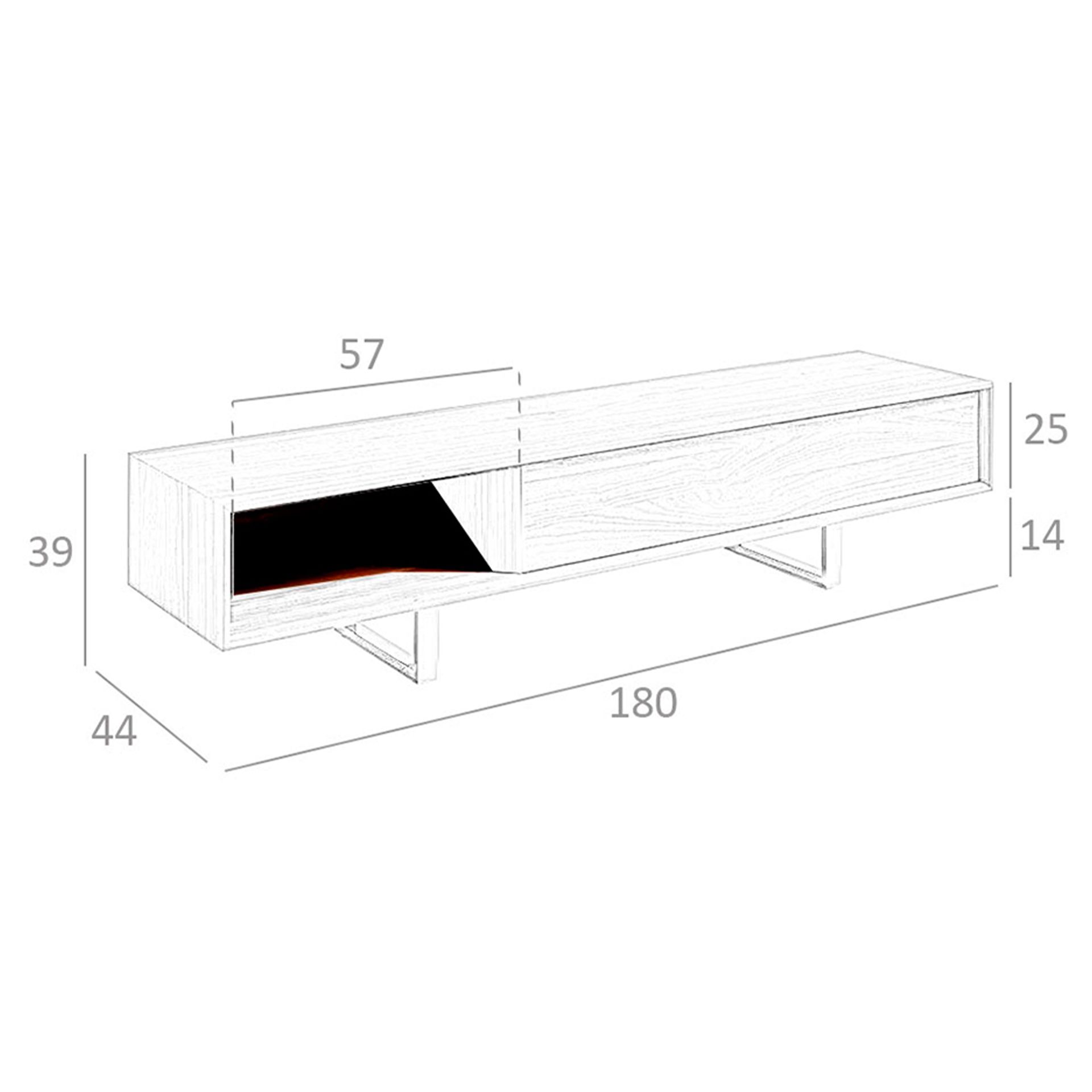 Mueble TV nogal y acero cromado Mueble TV nogal y acero cromado