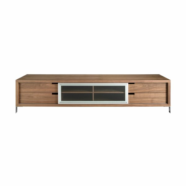 Mueble TV nogal y acero cromado