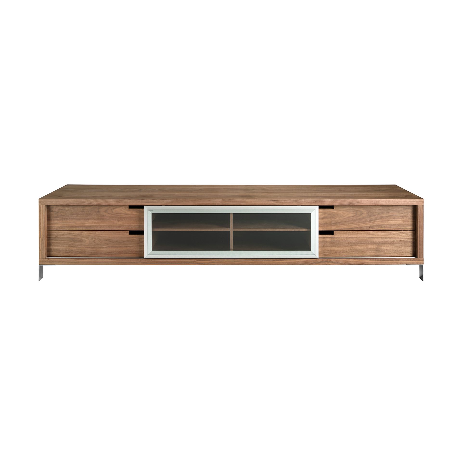 Mueble TV nogal y acero cromado Mueble TV nogal y acero cromado