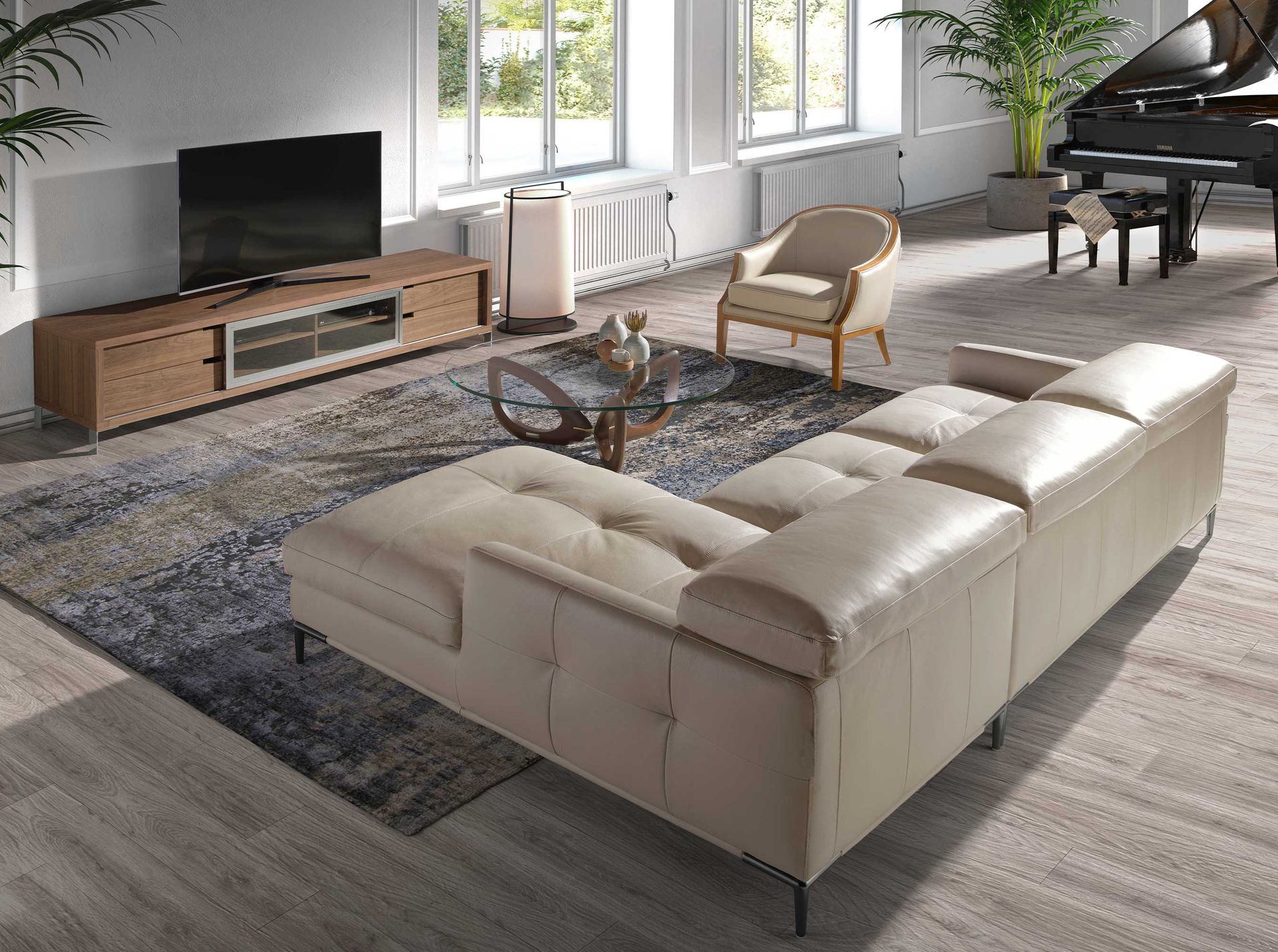 Mueble TV nogal y acero cromado Mueble TV nogal y acero cromado