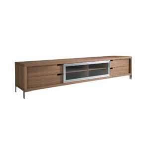 Mueble TV nogal y acero cromado Mueble TV nogal y acero cromado