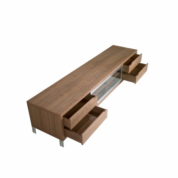 Mueble TV nogal y acero cromado