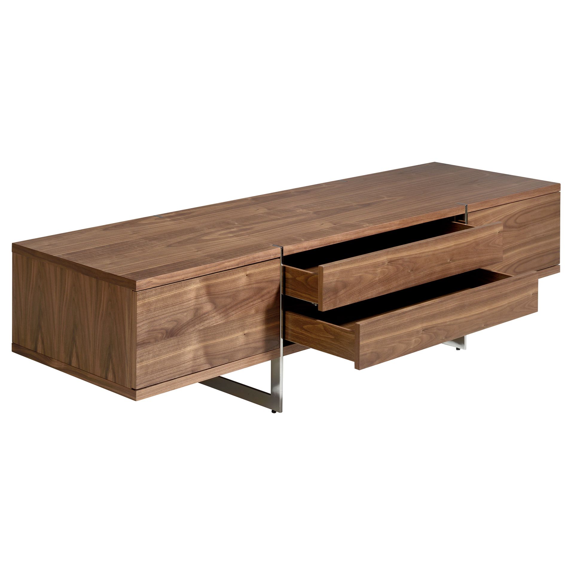 Mueble TV nogal y acero cromado Mueble TV nogal y acero cromado