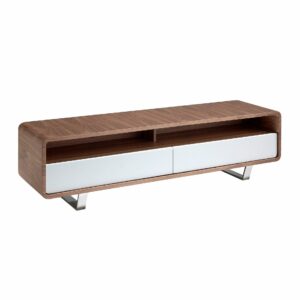 Mueble TV madera blanco, nogal y acero cromado Mueble TV madera blanco, nogal y acero cromado