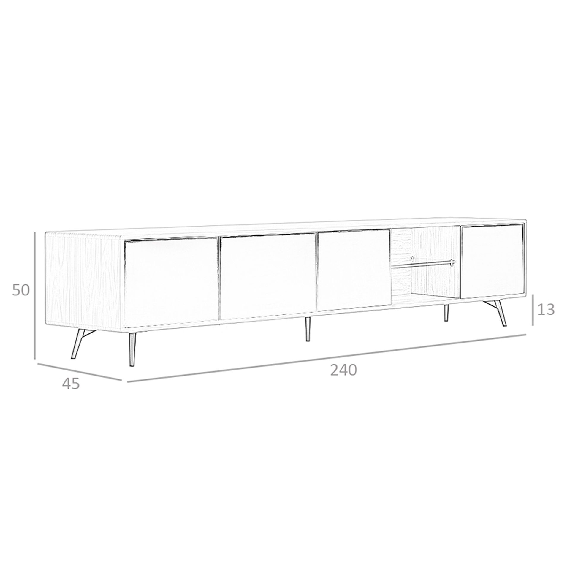 Mueble TV cristal negro efecto espejo, nogal y acero negro Mueble TV cristal negro efecto espejo, nogal y acero negro