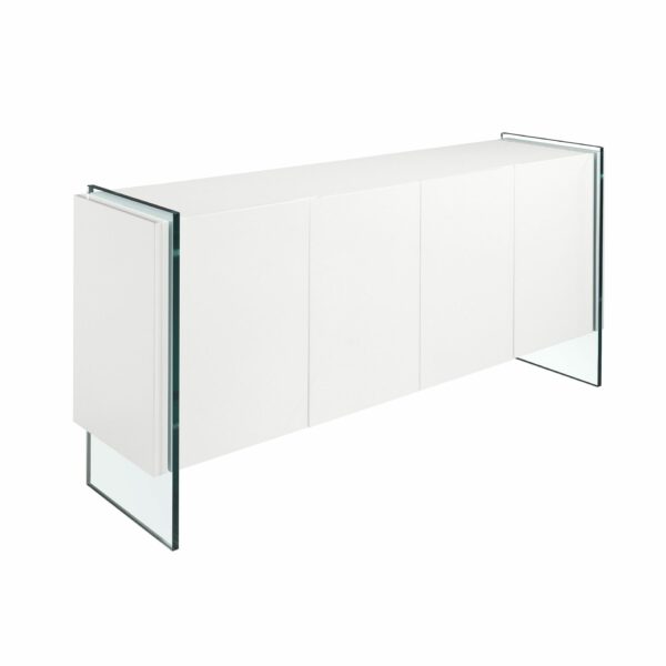 Aparador madera blanco y cristal templado