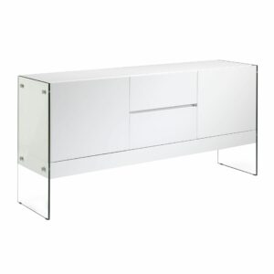 Aparador madera blanco y cristal templado Aparador madera blanco y cristal templado