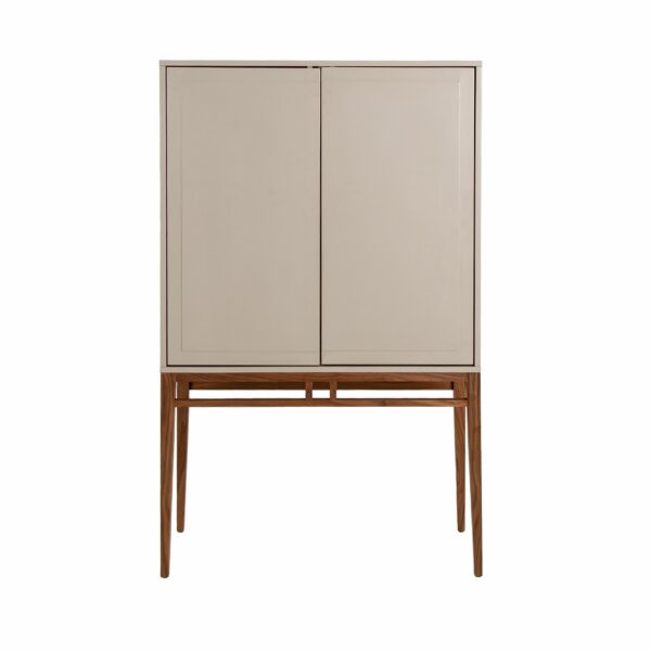 Aparador alto madera beige y nogal
