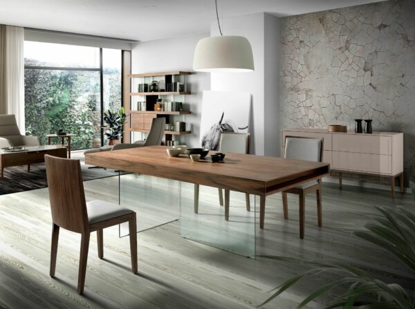 Aparador madera beige y nogal