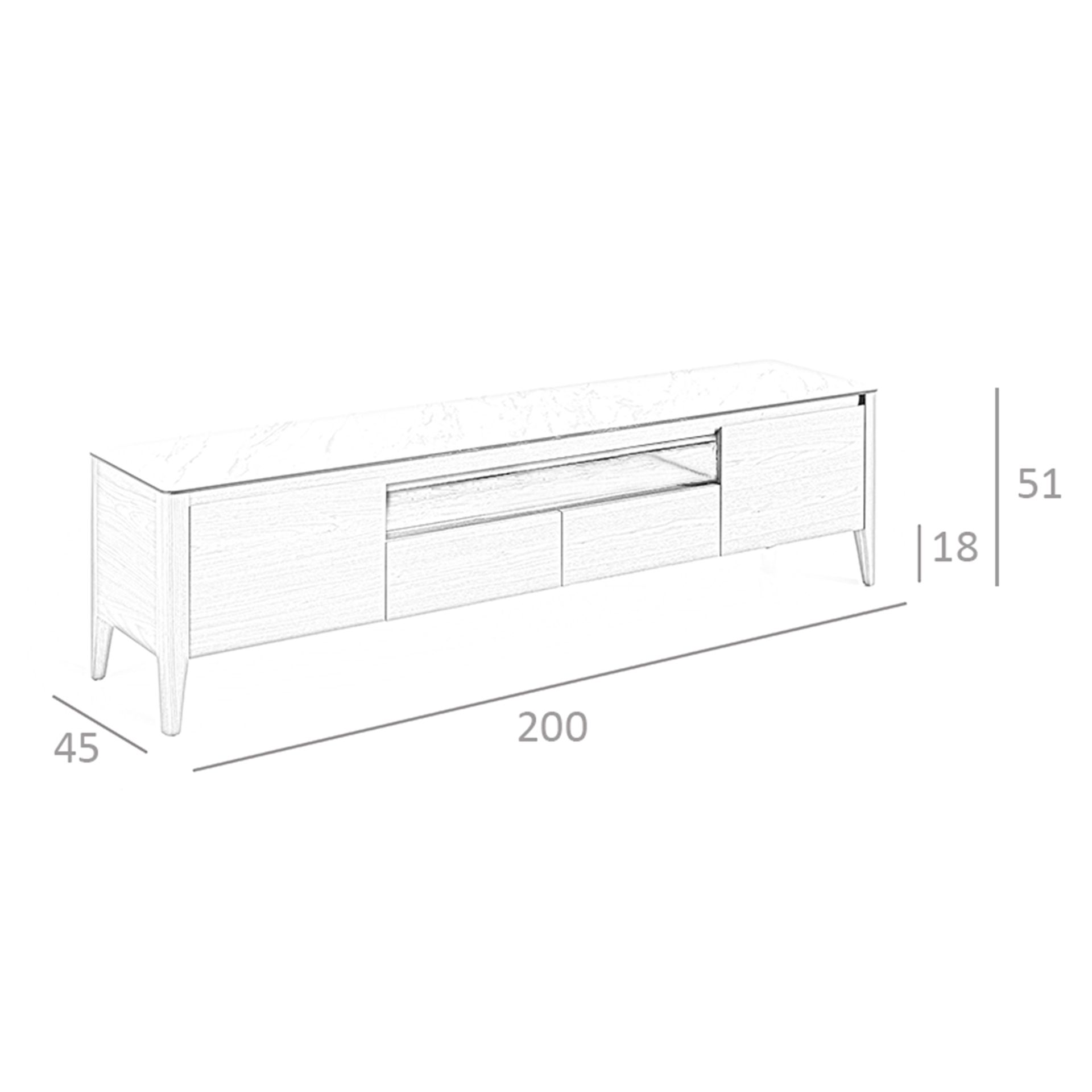 Mueble TV nogal con tapa de cristal imitación mármol Mueble TV nogal con tapa de cristal imitación mármol