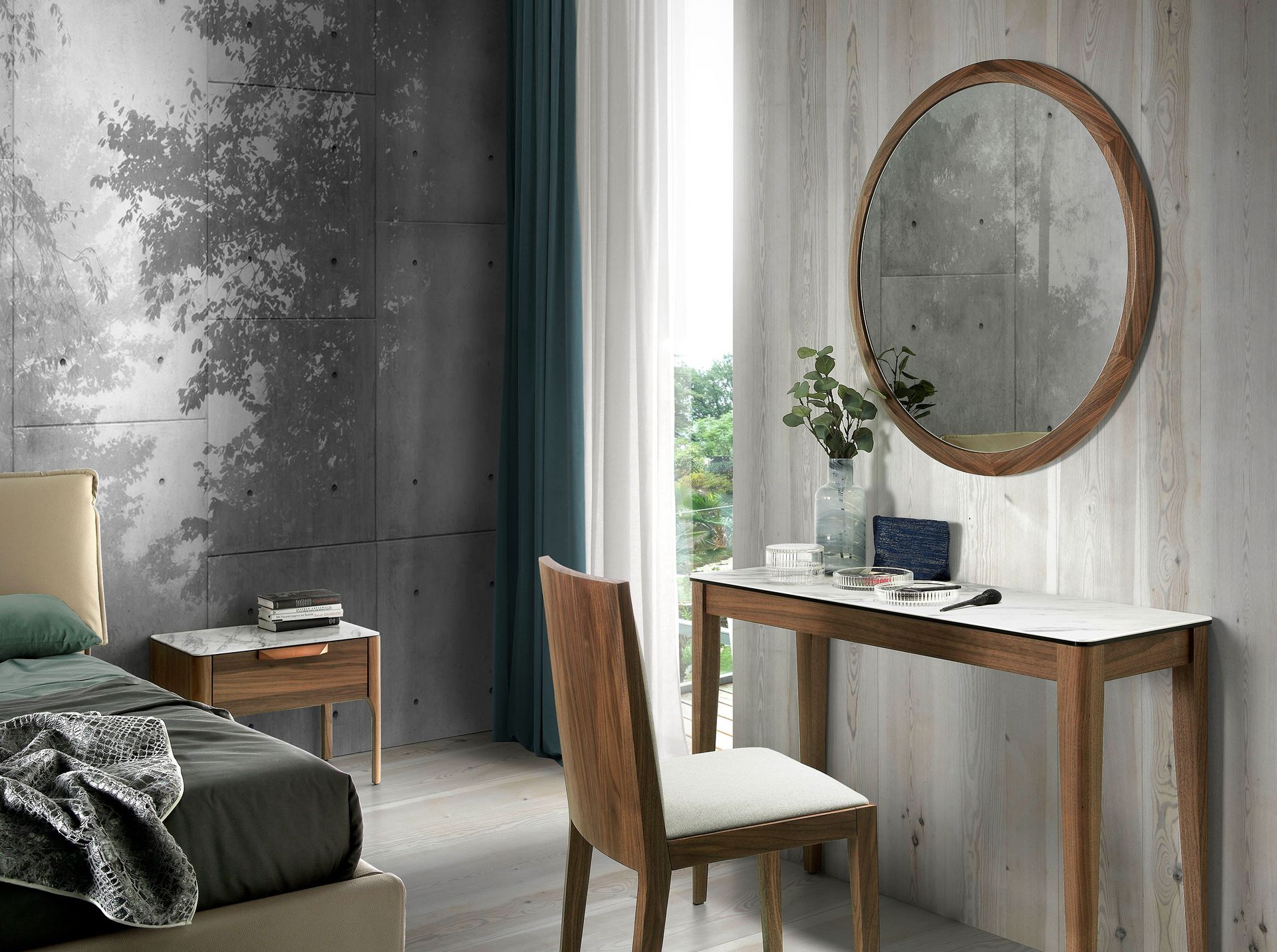 Espejo pared redondo nogal Espejo pared redondo nogal