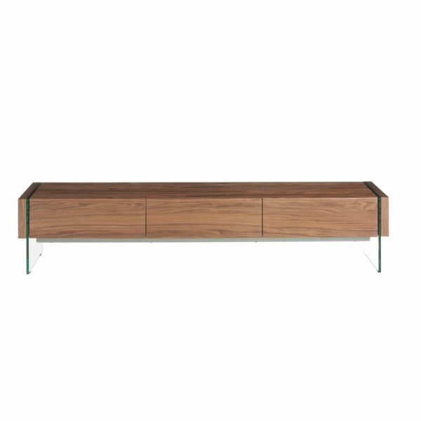 Mueble TV nogal y cristal templado