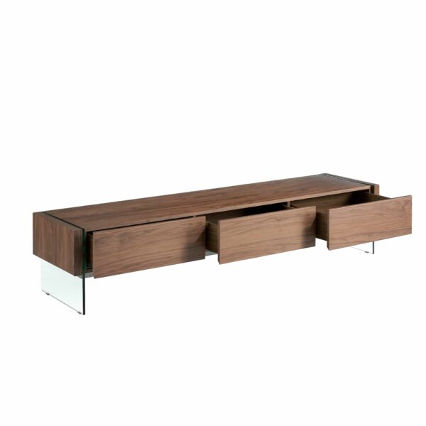 Mueble TV nogal y cristal templado
