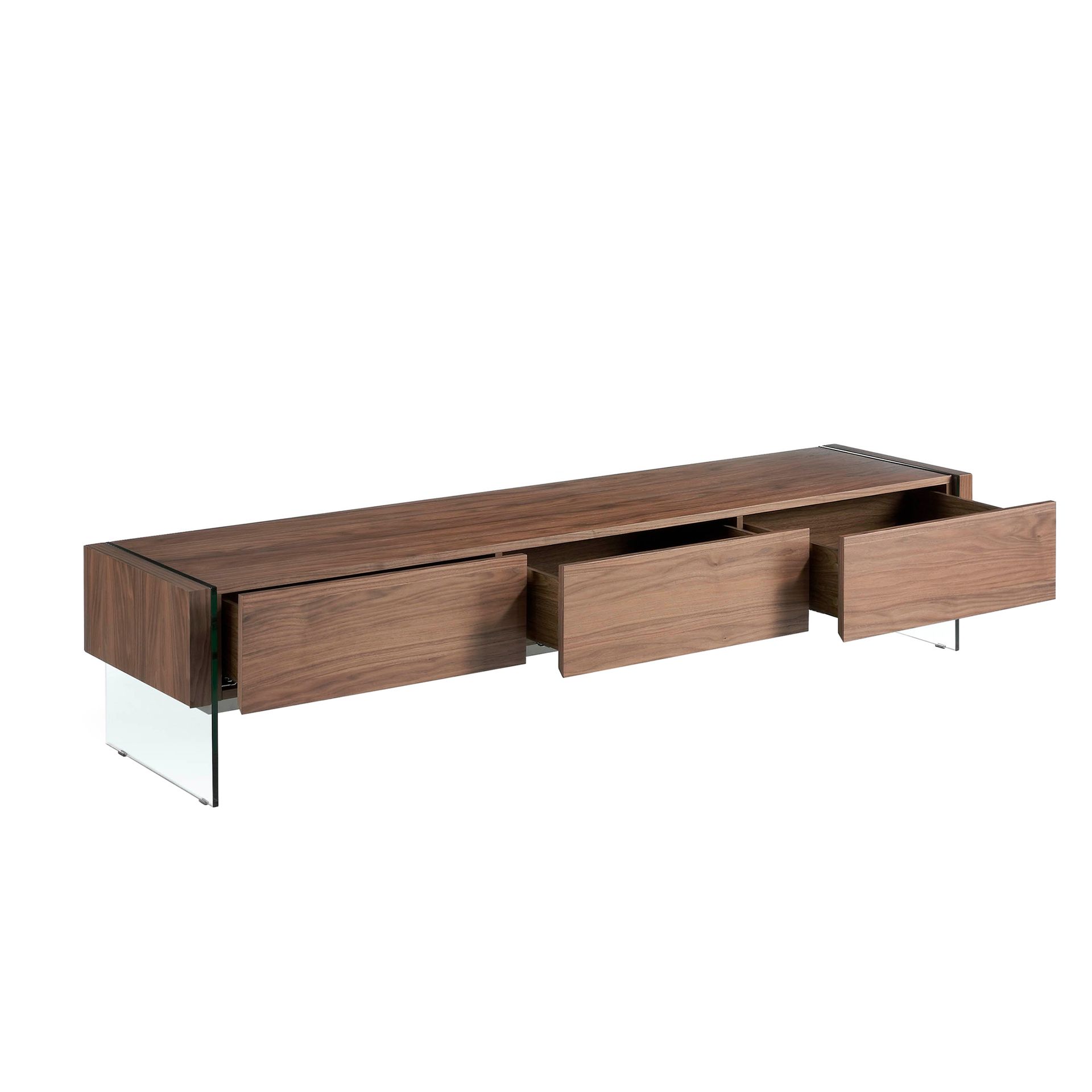 Mueble TV nogal y cristal templado Mueble TV nogal y cristal templado