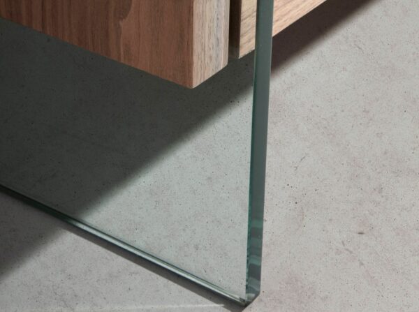 Mueble TV nogal y cristal templado