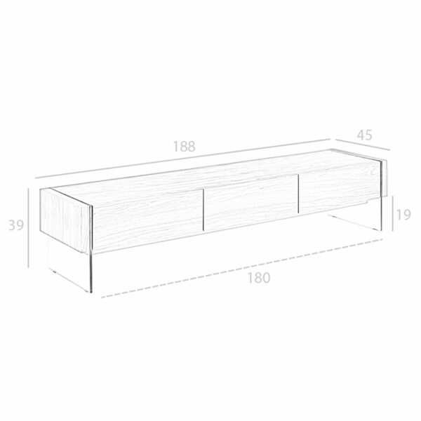 Mueble TV nogal y cristal templado