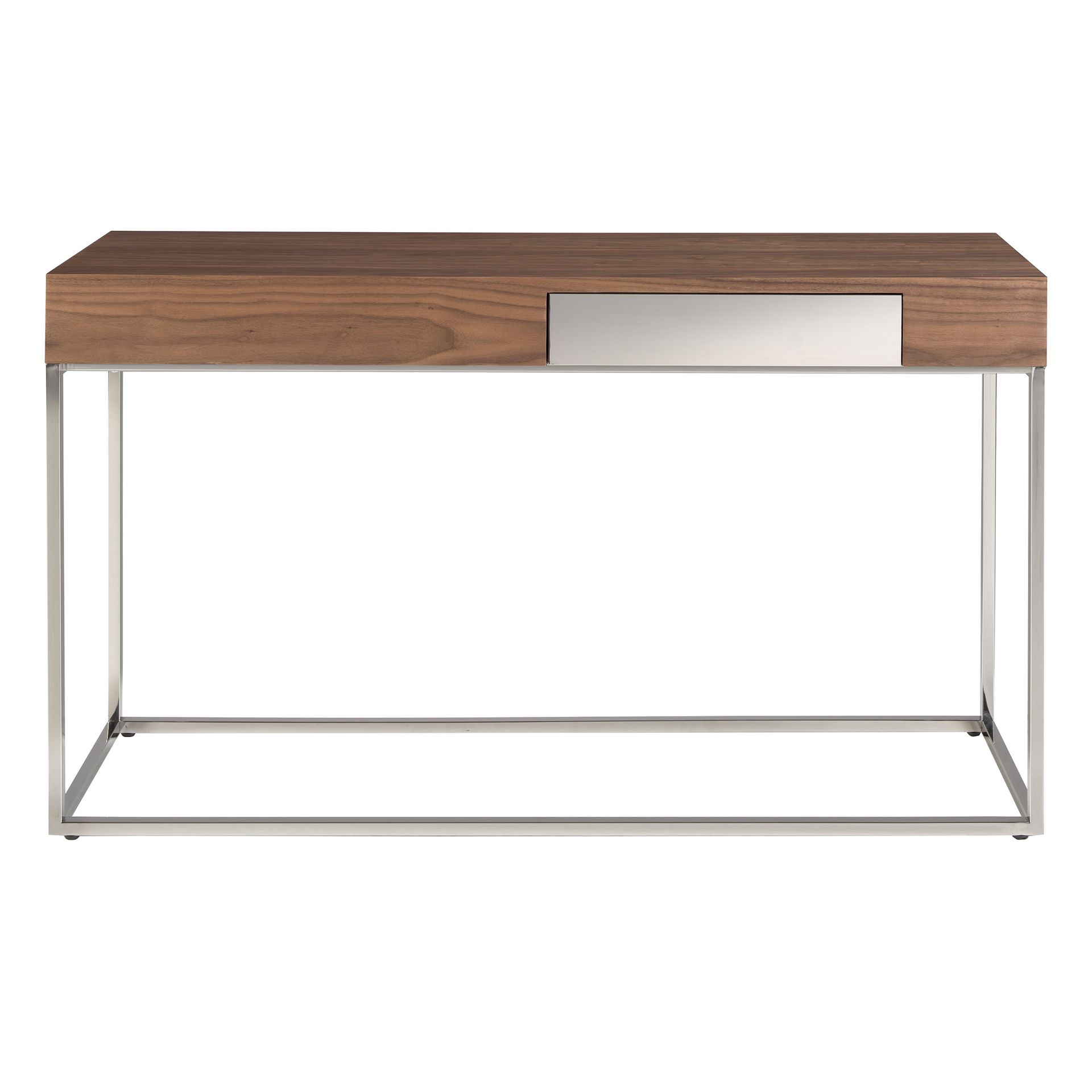 Consola rectangular nogal y acero cromado Consola rectangular nogal y acero cromado