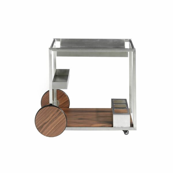 Carrito minibar acero y nogal