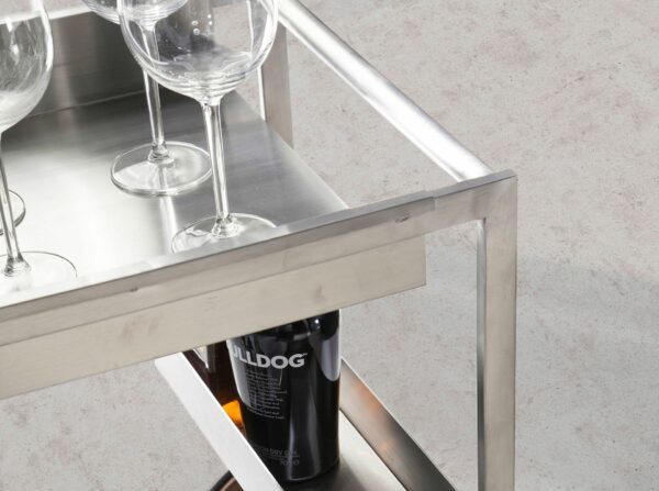 Carrito minibar acero y nogal