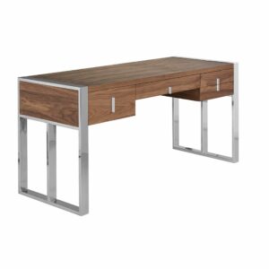 Escritorio nogal y acero cromado