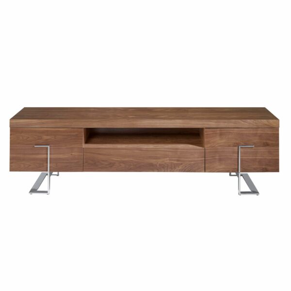 Mueble TV nogal y acero cromado