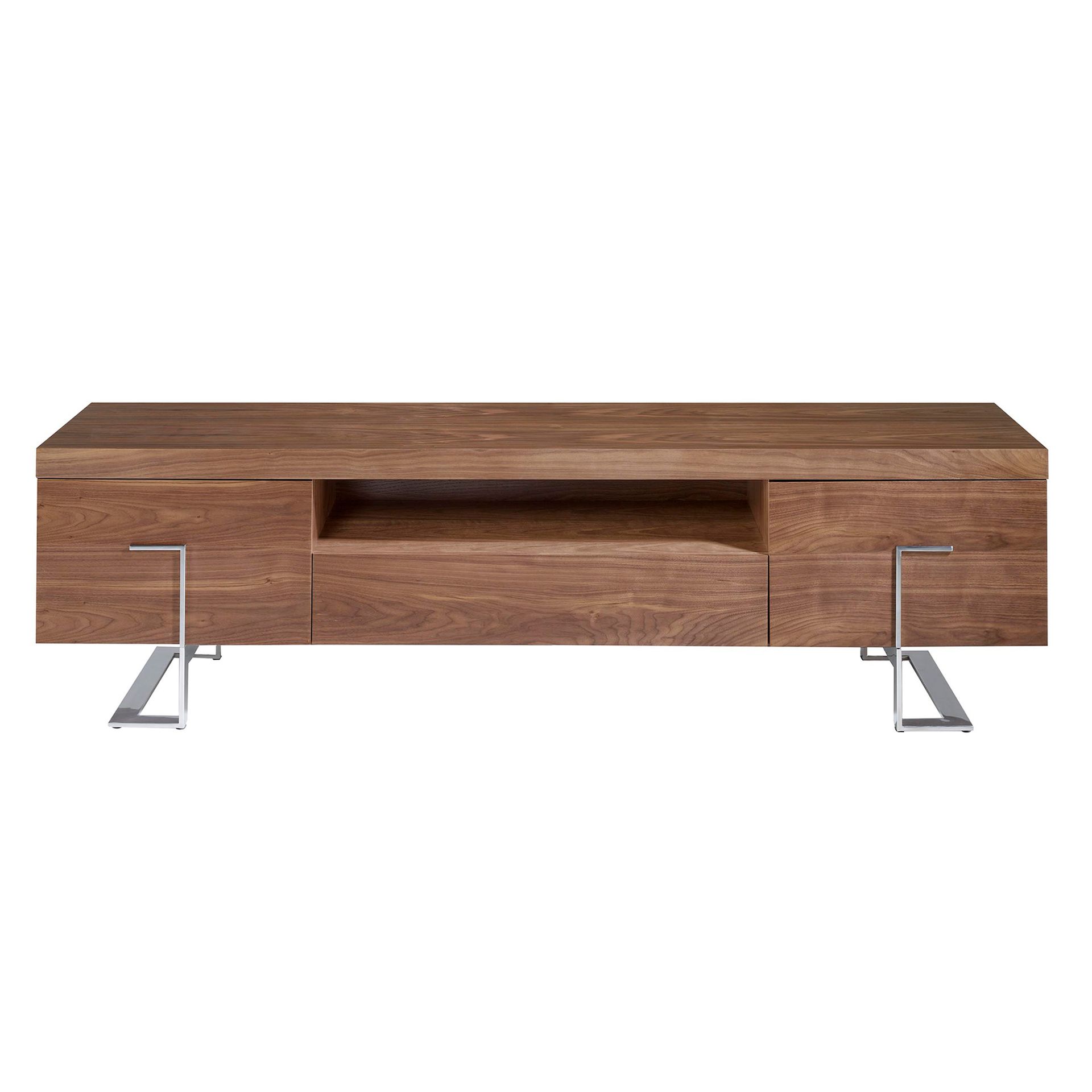 Mueble TV nogal y acero cromado Mueble TV nogal y acero cromado