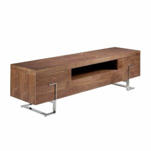 Mueble TV nogal y acero cromado Mueble TV nogal y acero cromado