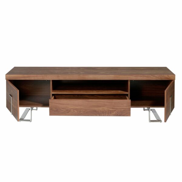 Mueble TV nogal y acero cromado