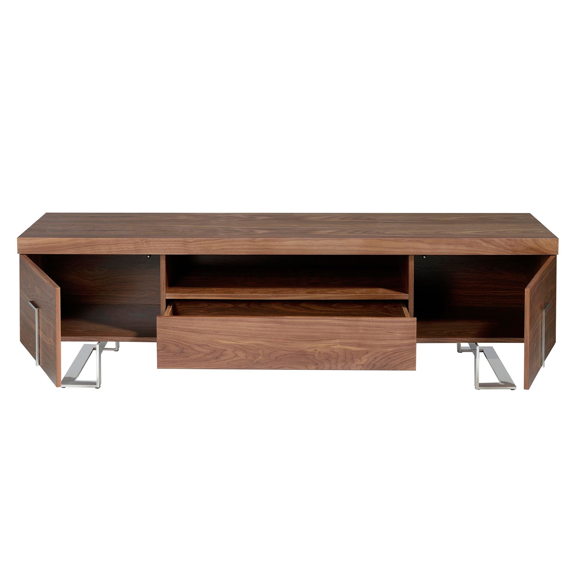 Mueble TV nogal y acero cromado Mueble TV nogal y acero cromado