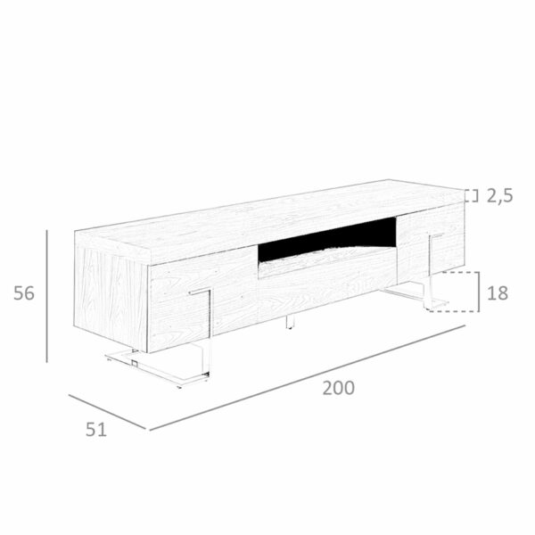 Mueble TV nogal y acero cromado