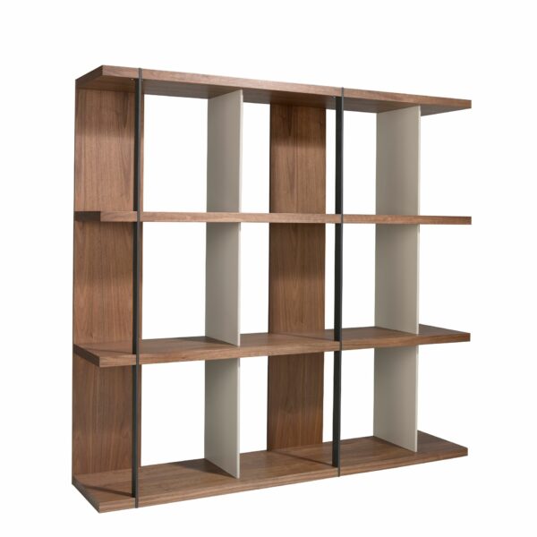 Estanteria nogal y madera gris