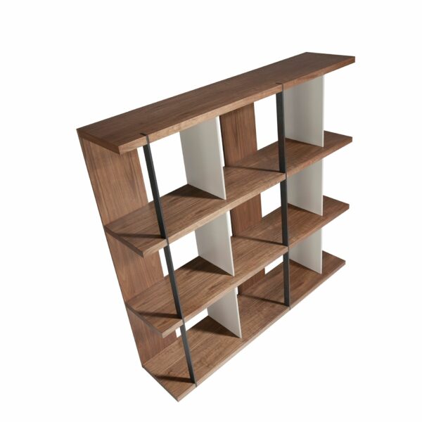 Estanteria nogal y madera gris