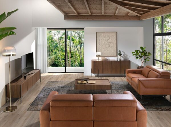 Mueble TV nogal y acero oscuro