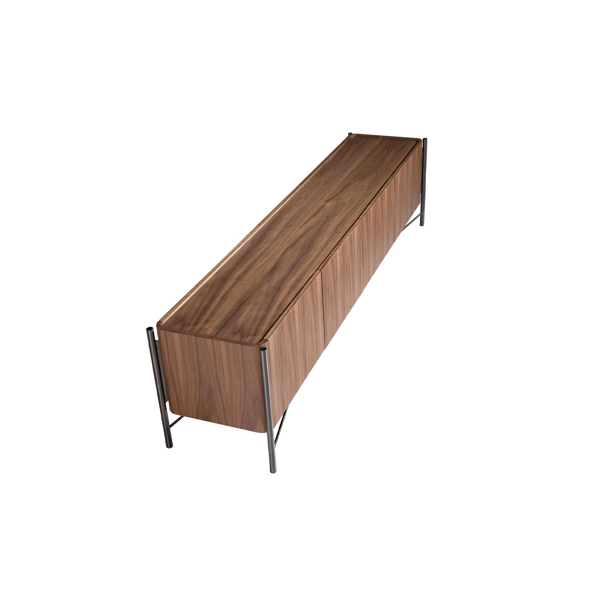 Mueble TV nogal y acero oscuro Mueble TV nogal y acero oscuro