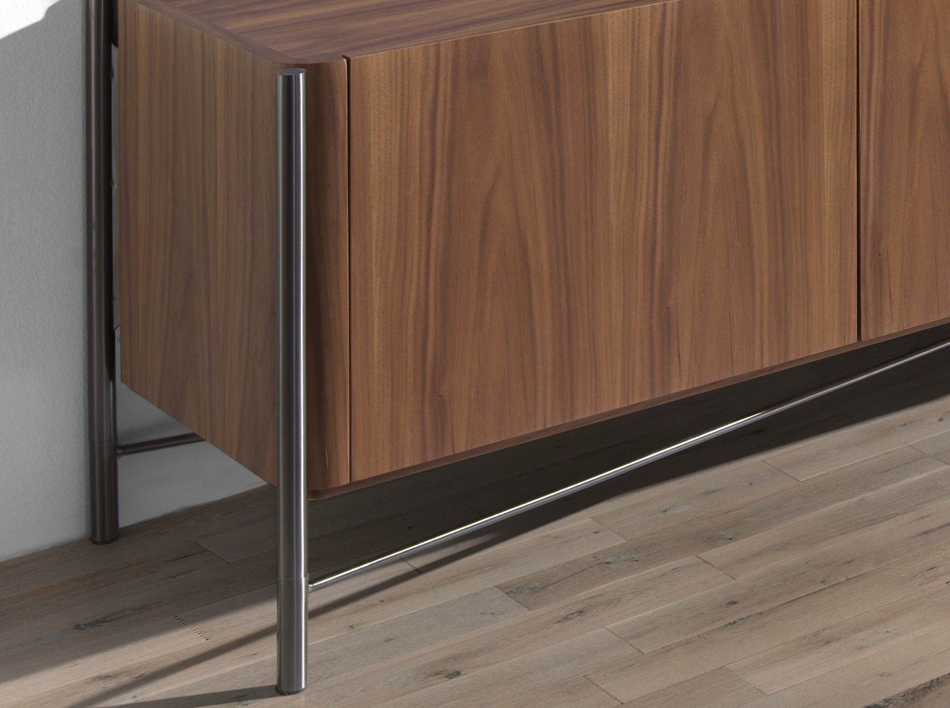 Mueble TV nogal y acero oscuro Mueble TV nogal y acero oscuro