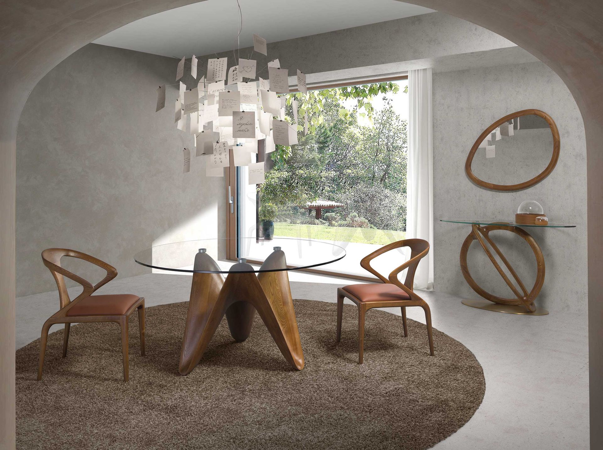 Espejo pared forma orgánica nogal Espejo pared forma orgánica nogal