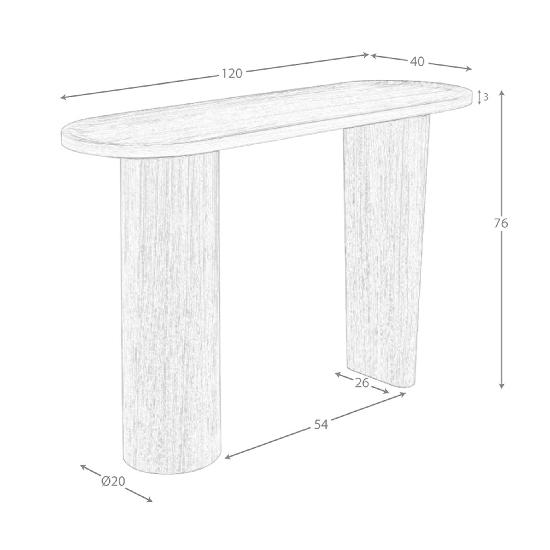 Consola ovalada medio punto nogal Consola ovalada medio punto nogal