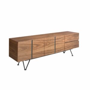 Mueble TV nogal y acero negro Mueble TV nogal y acero negro