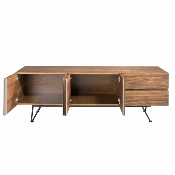 Mueble TV nogal y acero negro