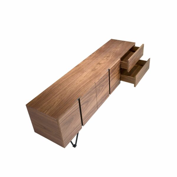 Mueble TV nogal y acero negro