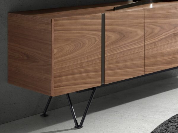 Mueble TV nogal y acero negro