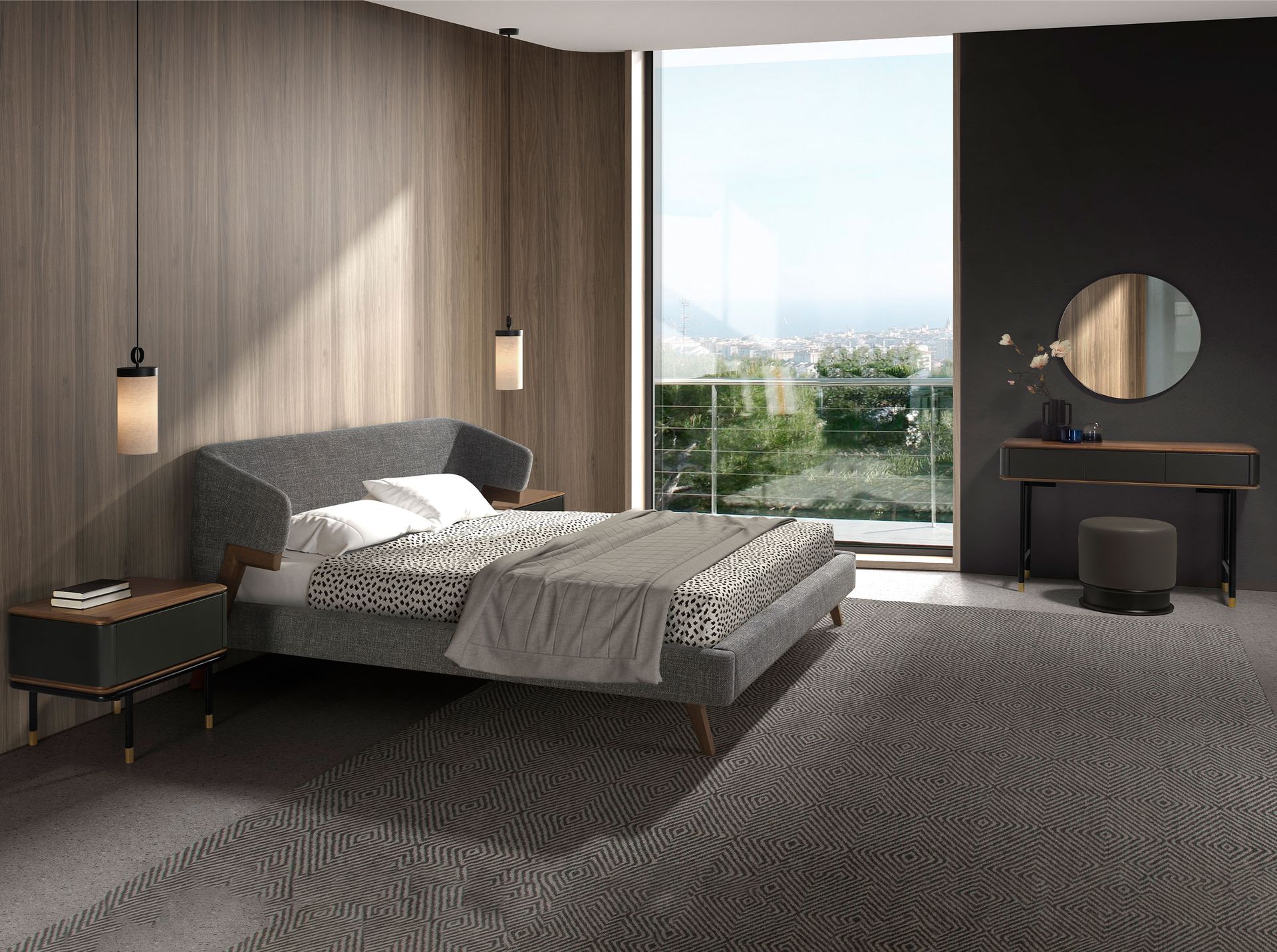 Espejo pared redondo nogal Espejo pared redondo nogal