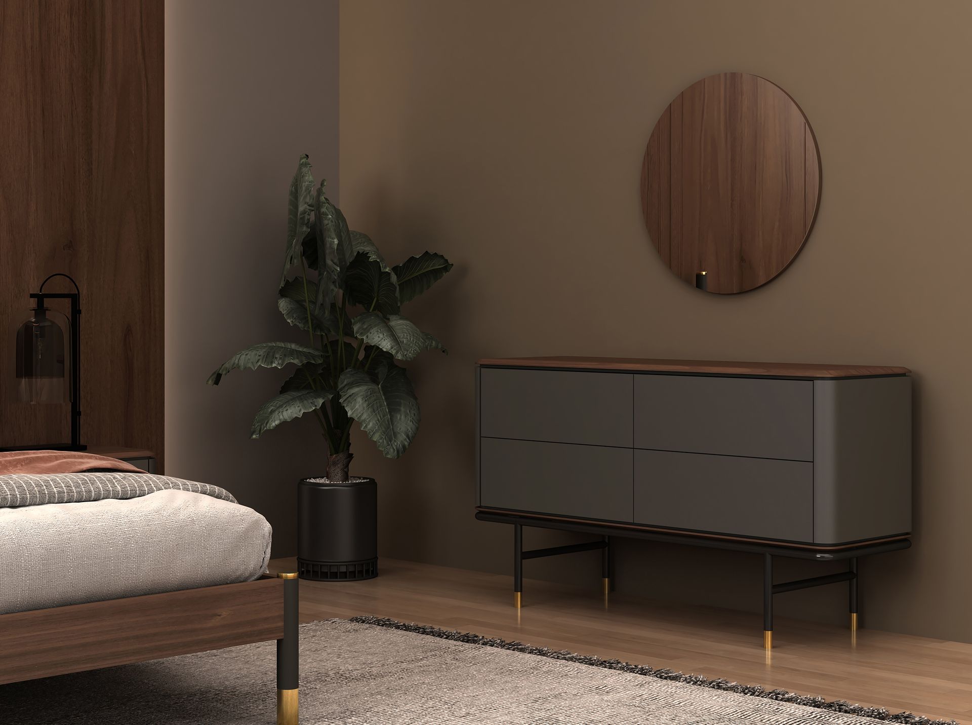 Espejo pared redondo nogal Espejo pared redondo nogal