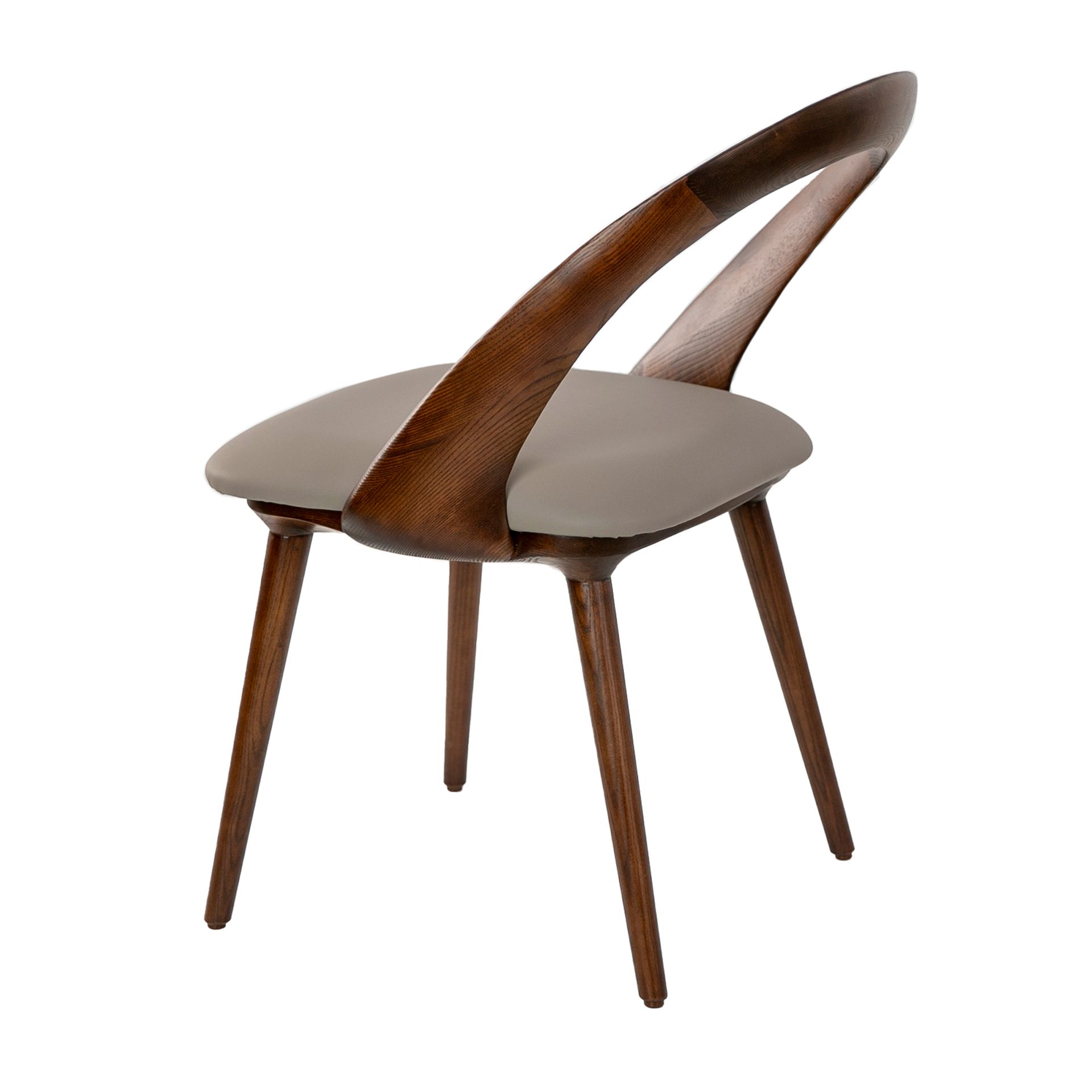 Silla nogal y polipiel visón Silla nogal y polipiel visón